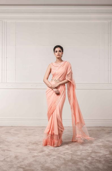 Georgette Saree Blouse Lace Textures All Over with Jewelled Belt