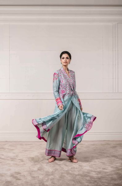 Angrakha Style Printed Jacket with Trouser