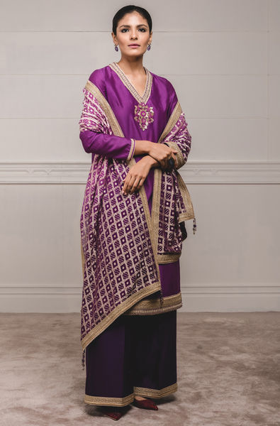 A Line Kurta with Stole And Trouser