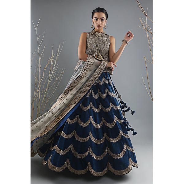 Embroidered Scallop Lehenga Set