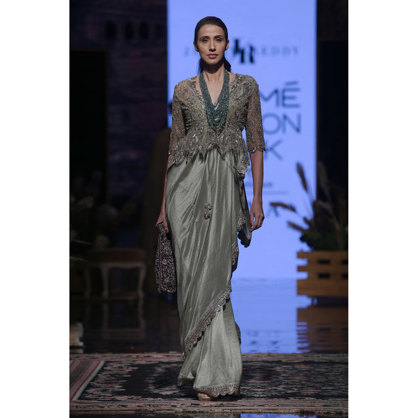 Mint Green Saree with the Peplum Top