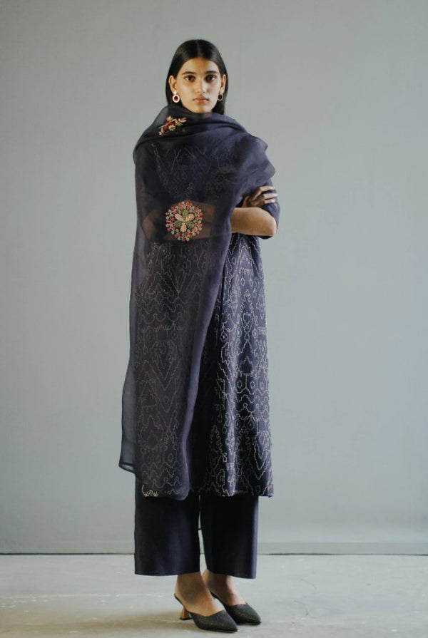 Space Blue Striped Kurta Set