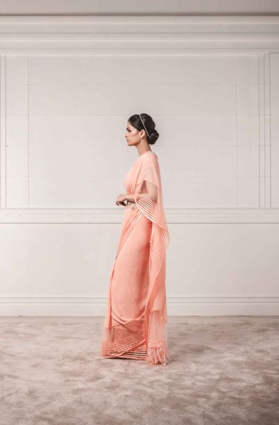 Georgette Saree Blouse Lace Textures All Over with Jewelled Belt