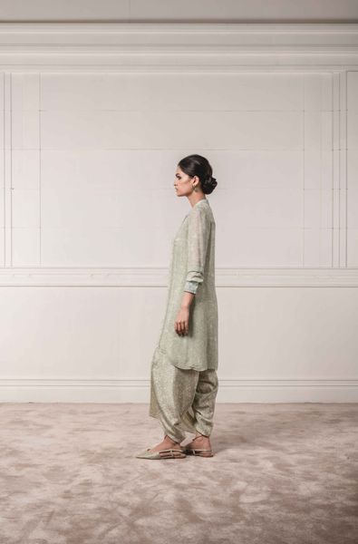 Georgette Printed Kurta with Chikankari Embroidery