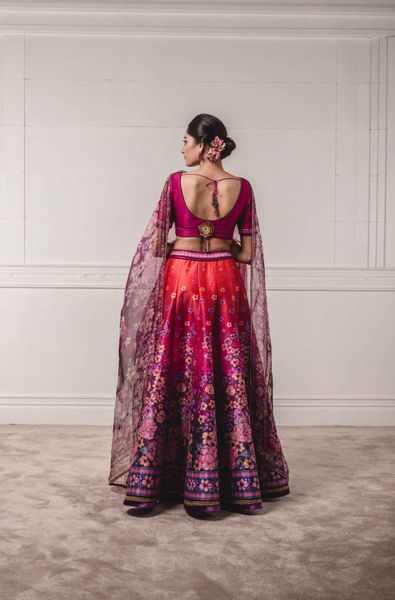 Floral Printed Kalidar Lehenga with Blouse and Dupatta