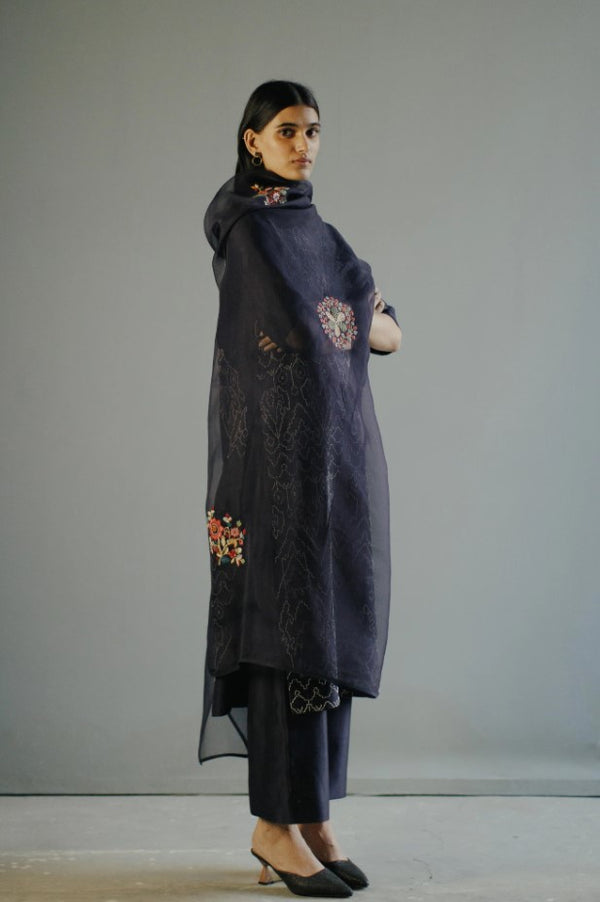 Space Blue Striped Kurta Set