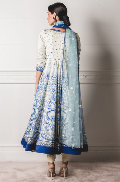 Printed Anarkali with Matching Dupatta and Churidar