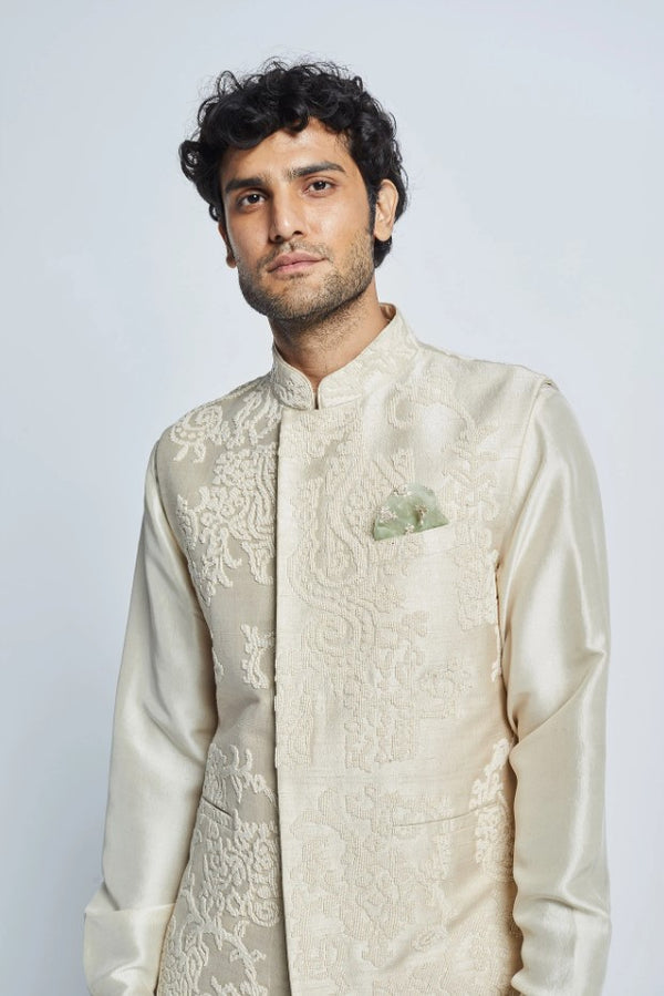 Pearl Embroidered Sadri Set