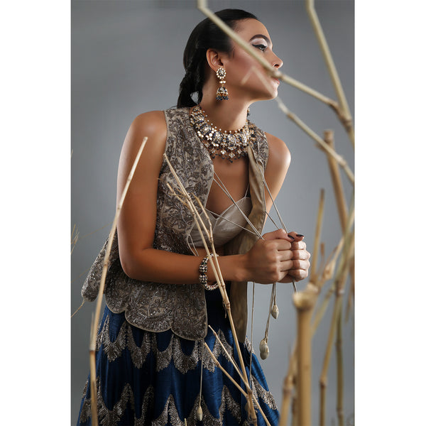 Embroidered Scallop Lehenga Set