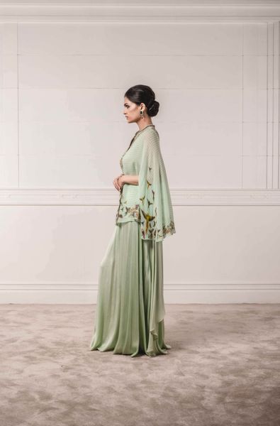 Printed Cape with Drape Trouser