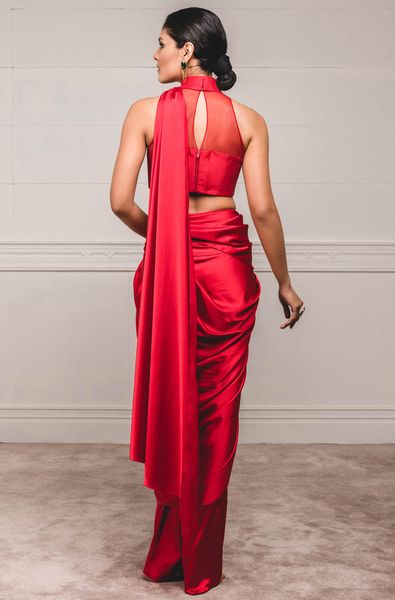 Draped Saree with Embellished Blouse