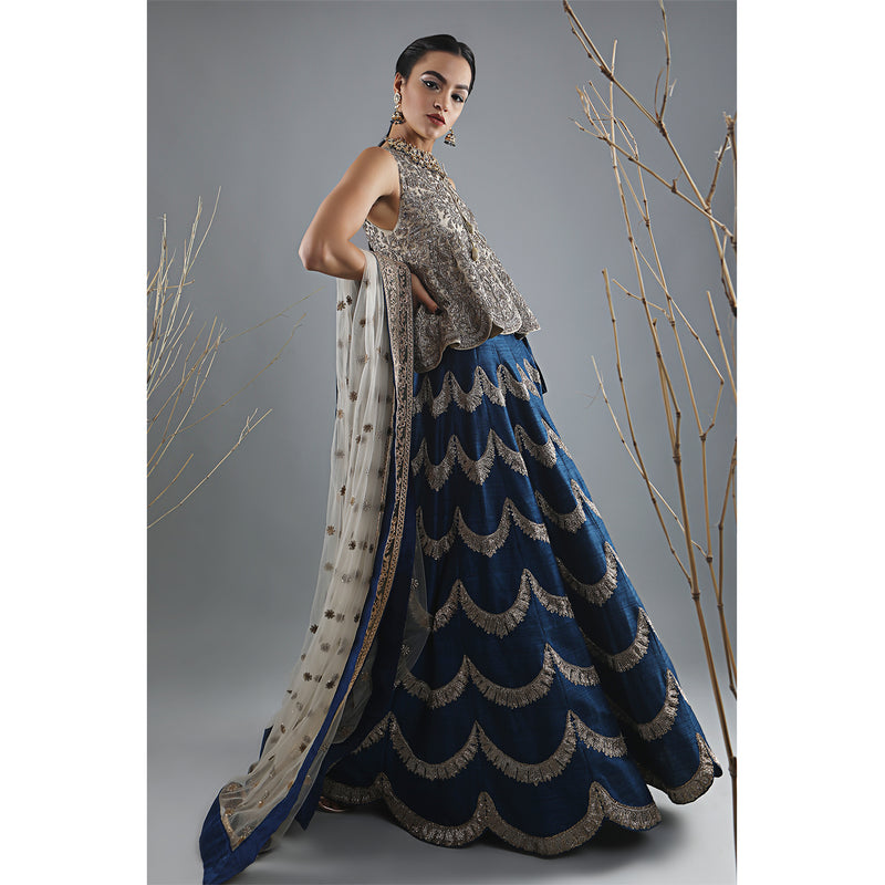 Embroidered Scallop Lehenga Set