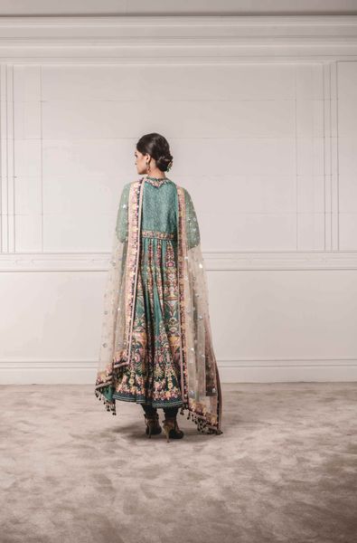 Printed Anarkali with Churidar and Shaded Dupatta