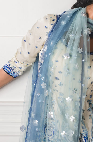 Printed Anarkali with Matching Dupatta and Churidar