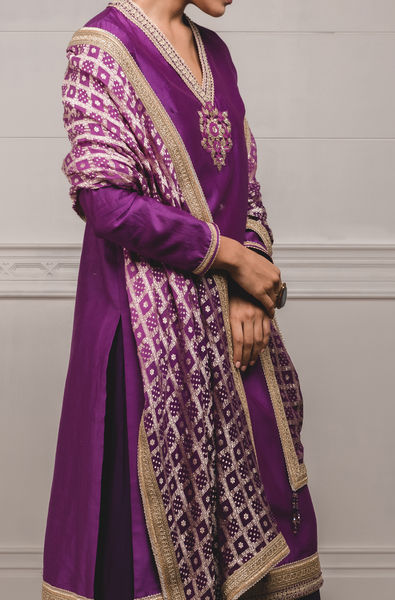 A Line Kurta with Stole And Trouser
