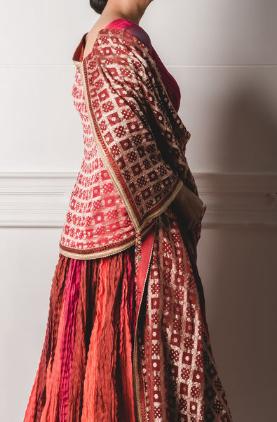Shaded Anarkali with Stole and Churidar