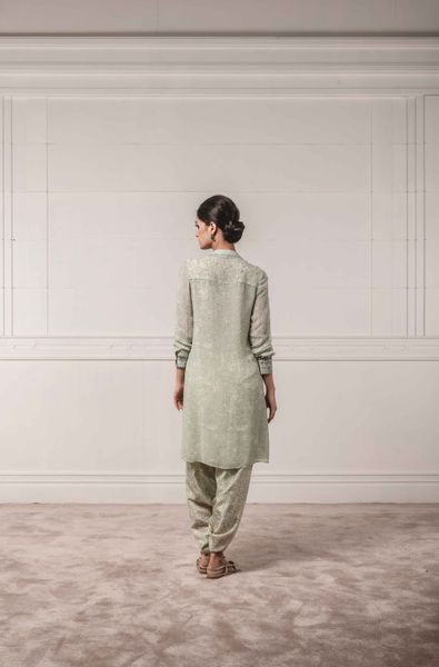 Georgette Printed Kurta with Chikankari Embroidery