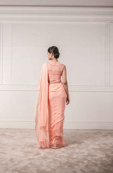 Georgette Saree Blouse Lace Textures All Over with Jewelled Belt