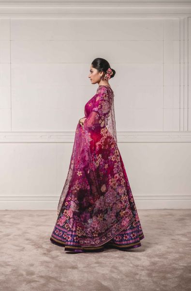 Floral Printed Kalidar Lehenga with Blouse and Dupatta