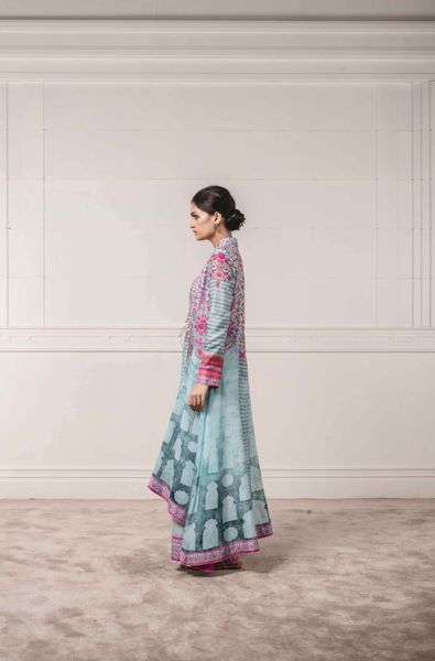 Angrakha Style Printed Jacket with Trouser