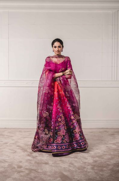 Floral Printed Kalidar Lehenga with Blouse and Dupatta