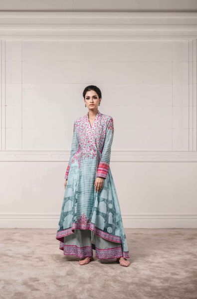 Angrakha Style Printed Jacket with Trouser