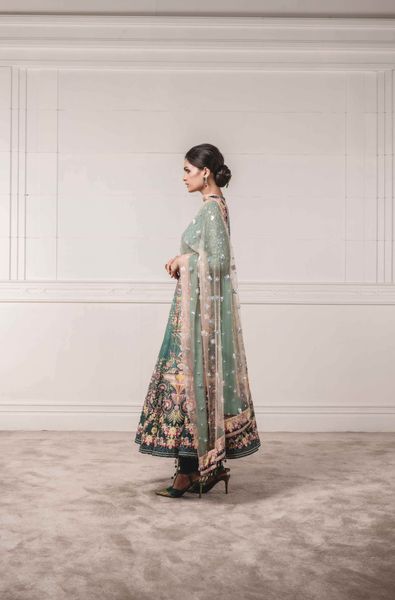 Printed Anarkali with Churidar and Shaded Dupatta