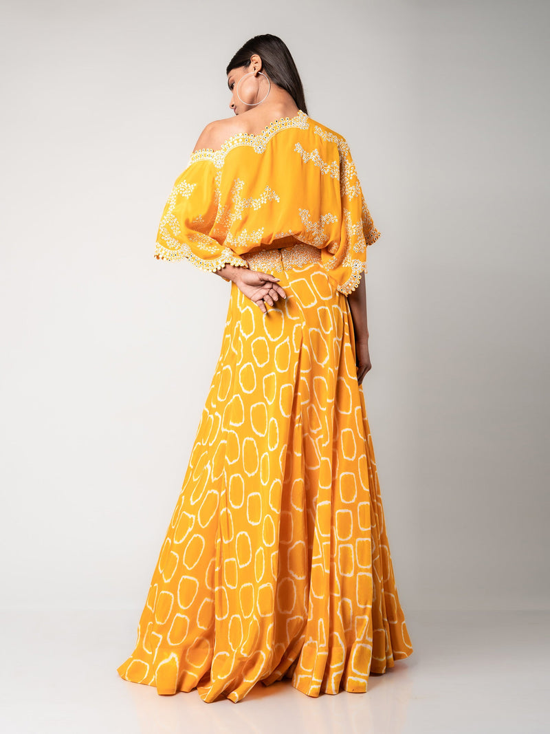 Off-shoulder Top & Lehenga Set