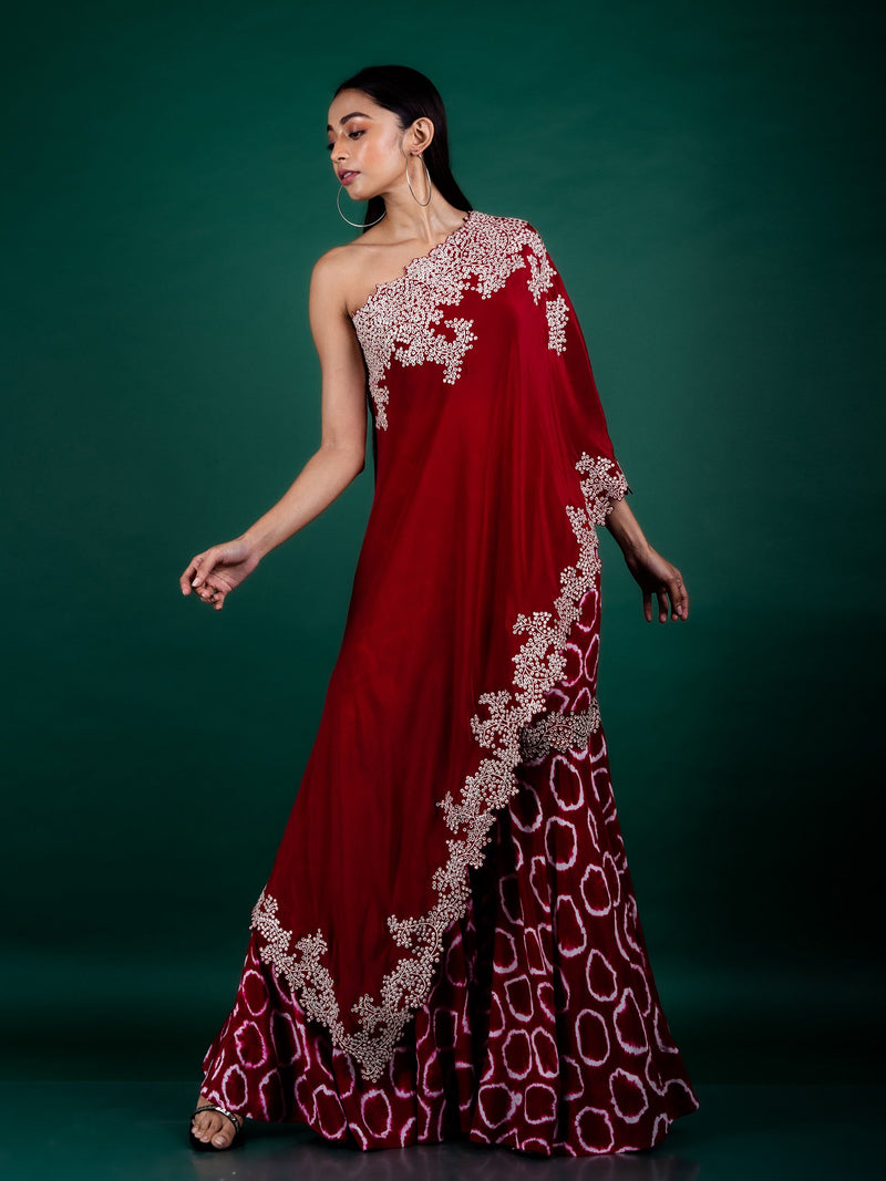 One-shoulder Cape & Gharara Set