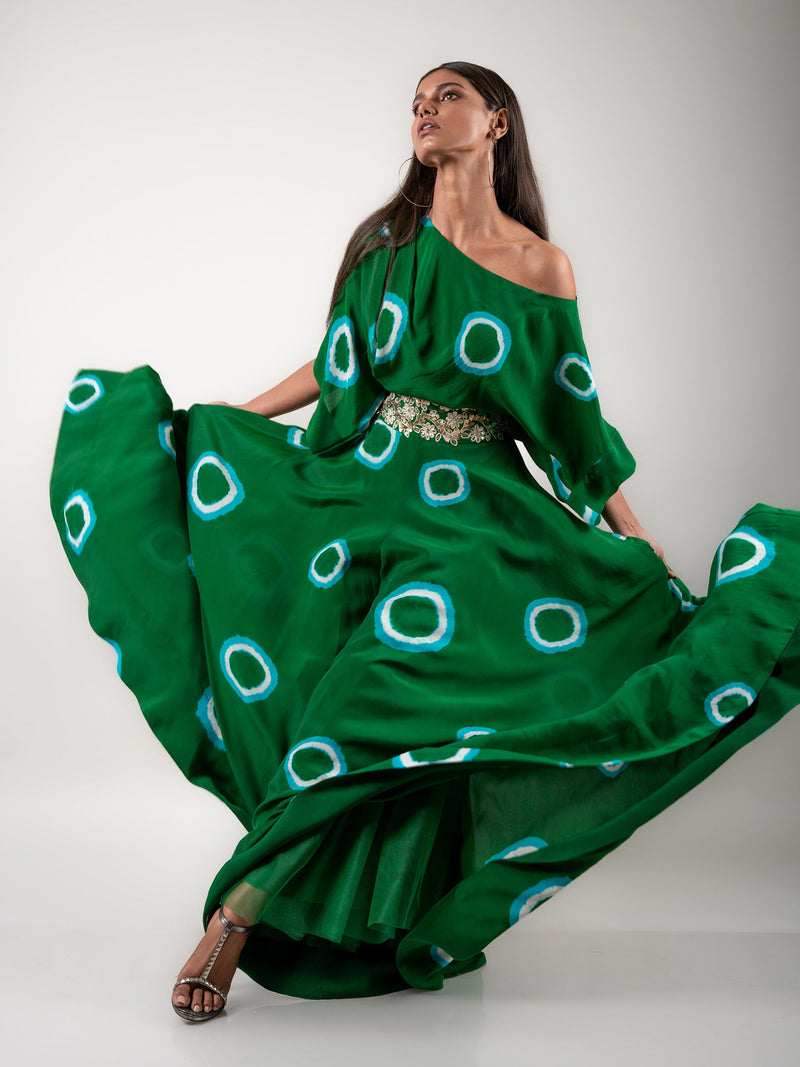 Off-Shoulder Top & Circular Pants Set
