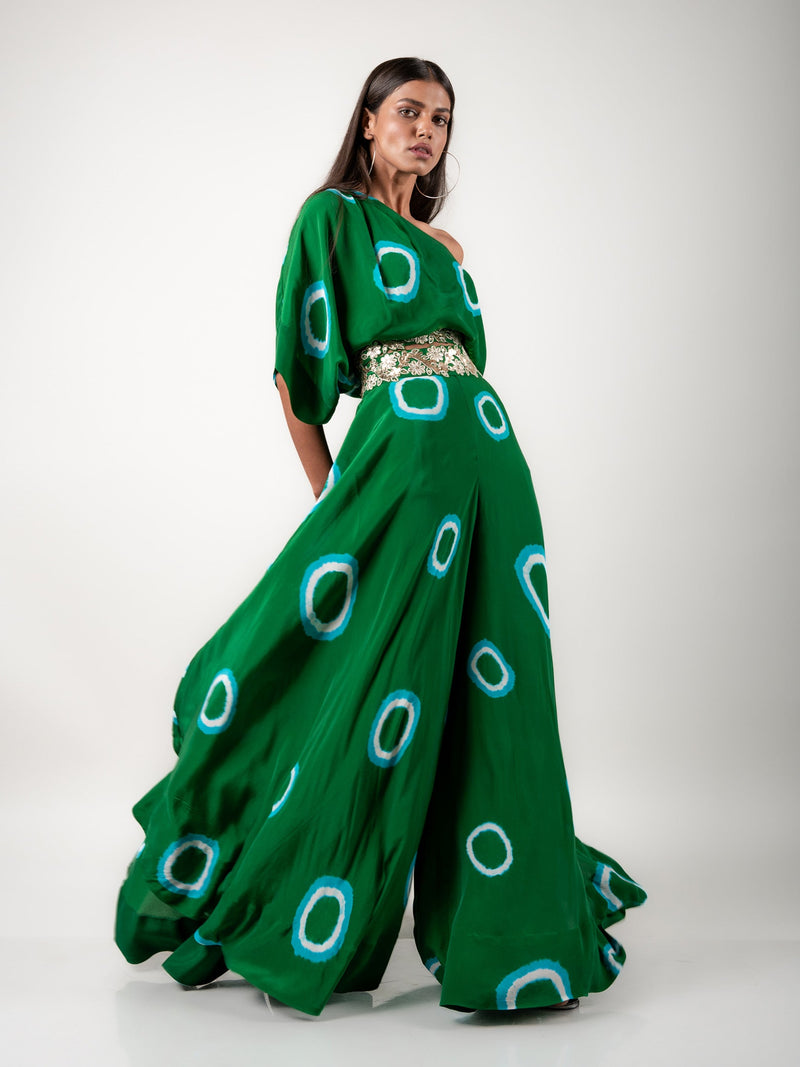 Off-Shoulder Top & Circular Pants Set