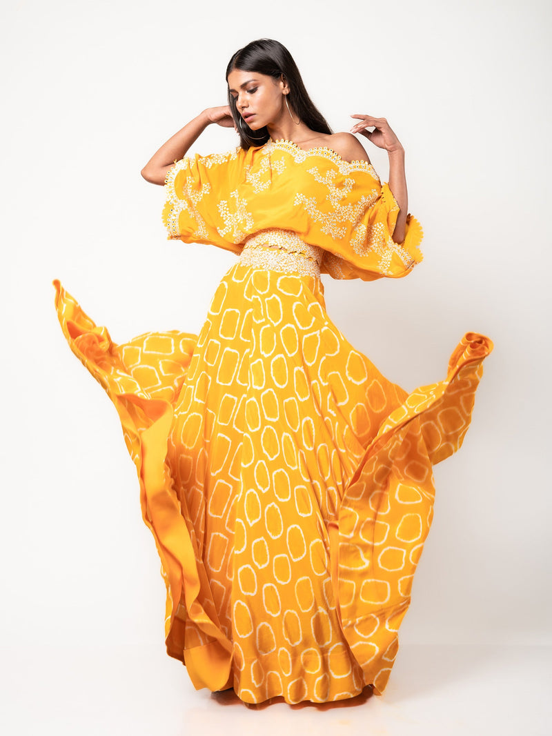 Off-shoulder Top & Lehenga Set