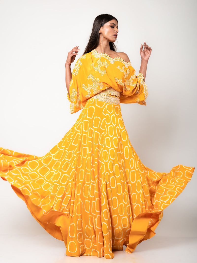 Off-shoulder Top & Lehenga Set