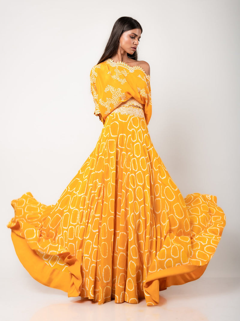 Off-shoulder Top & Lehenga Set