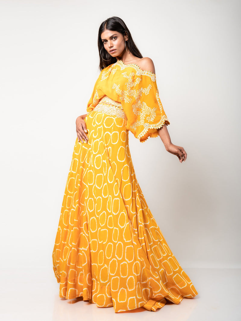 Off-shoulder Top & Lehenga Set