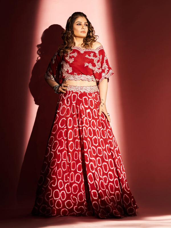 Off-shoulder Top & Lehenga Set