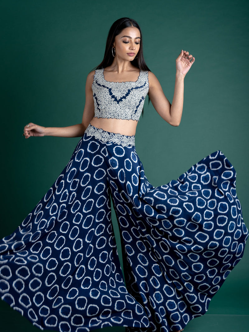 Circular Pants With Kaftan Jacket Set