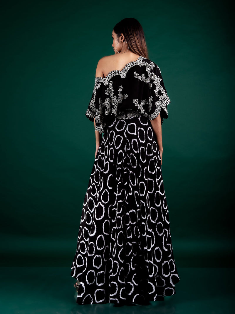 Off-Shoulder Top & Circular Pants Set