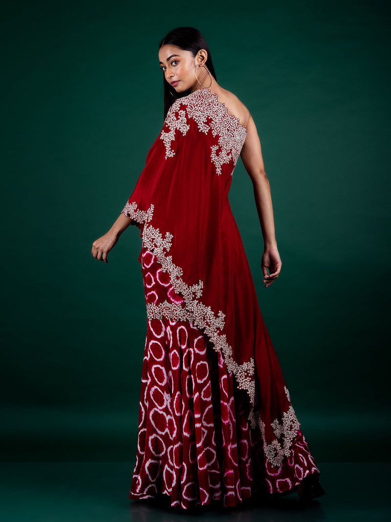 One-shoulder Cape & Gharara Set