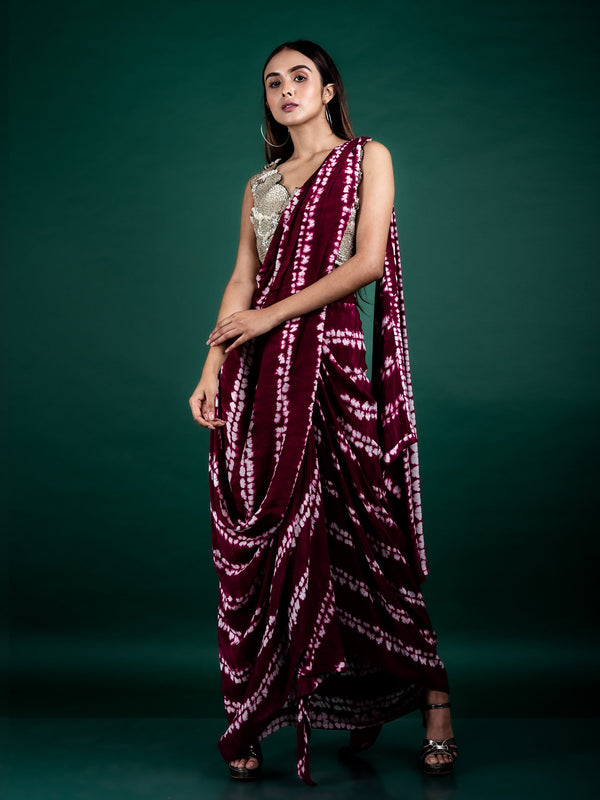 Pre-Draped Dhoti Sari With Blouse Set