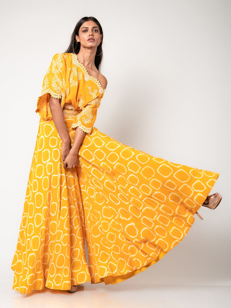 Off-shoulder Top & Circular Pants Set