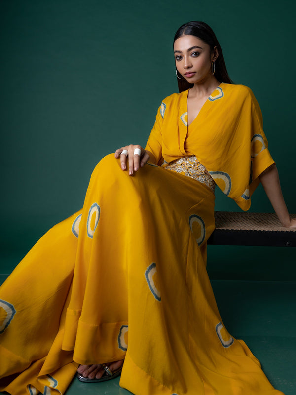 Kaftan Top With Circular Pant Set