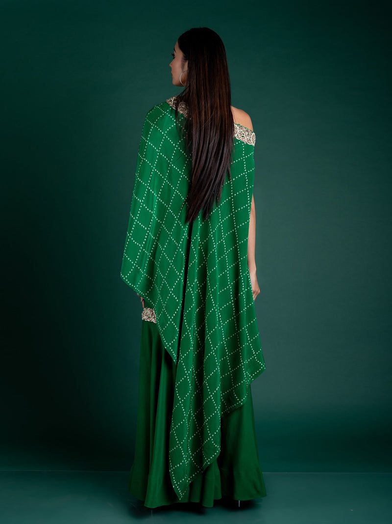 Off-shoulder Cape With Gharara Set