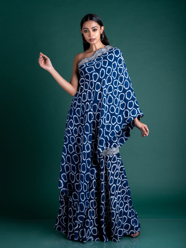 One Shoulder Cape With Gharara Set