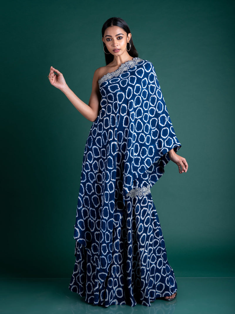 One Shoulder Cape With Gharara Set