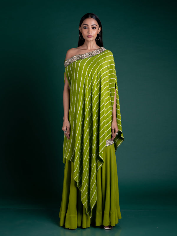 Off-shoulder Cape With Gharara Set