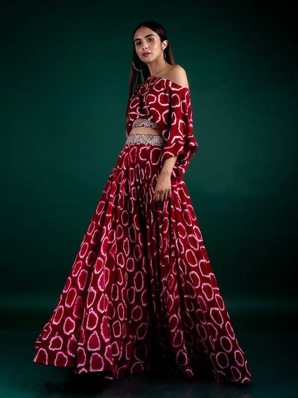 Off-shoulder Top & Circular Pants Set