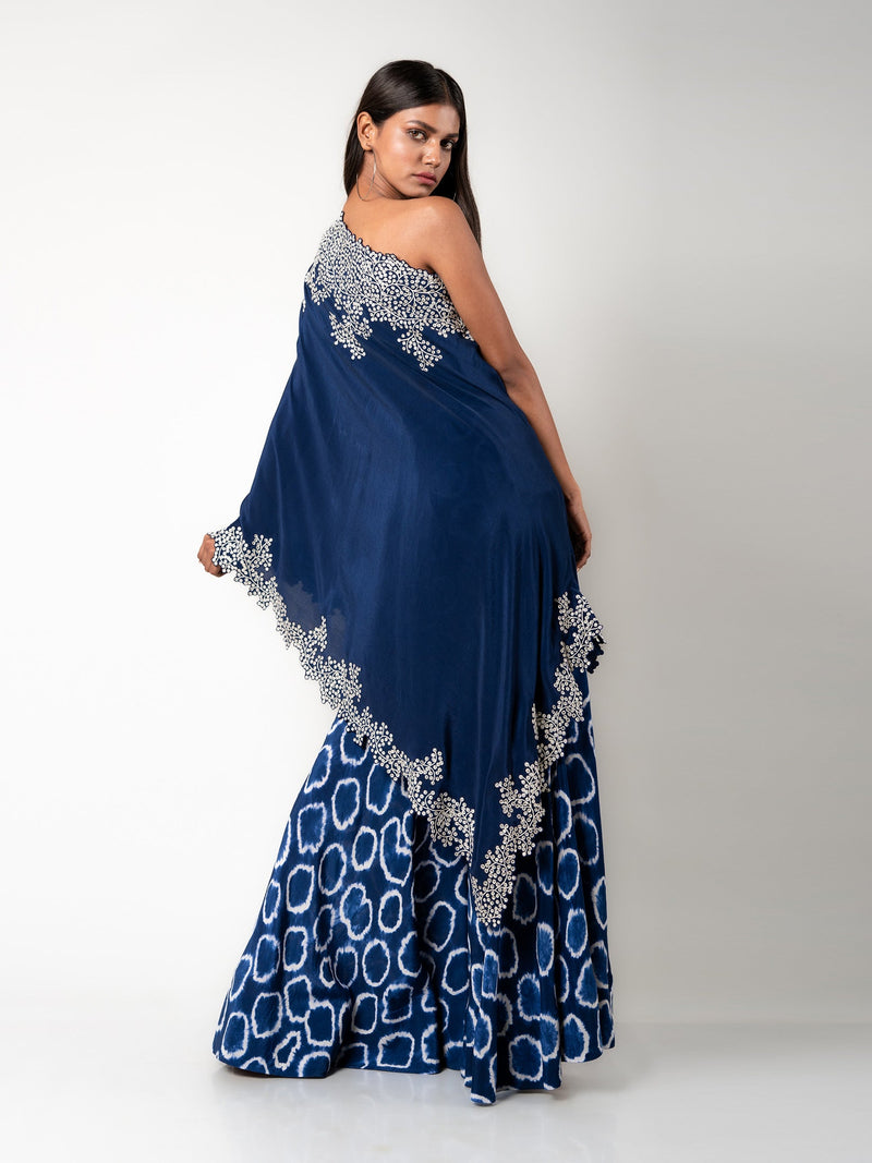 One-shoulder Cape & Gharara Set