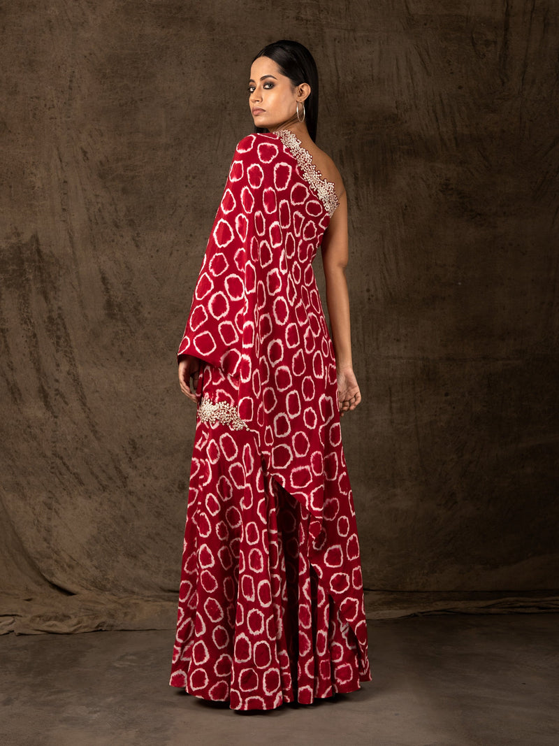 One-shoulder Cape & Gharara Set