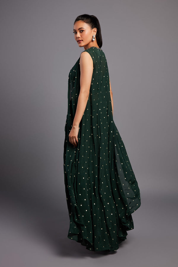 Gul Drape Skirt-Forest Green